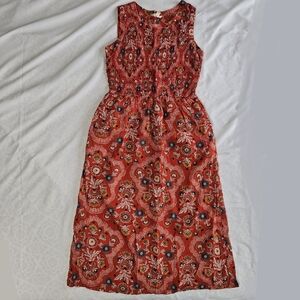 Seasalt Cornwall Womens 6 Organic Cotton Red Floral Sleeveless Meadowsweet Dress